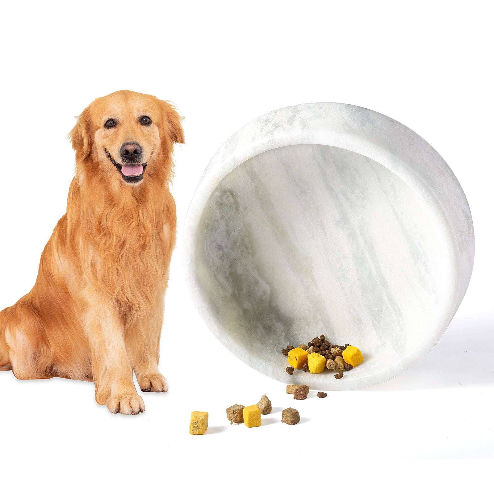 Koville Natural Marble Pet Bowl,9.36 inch-Namib Fantasy