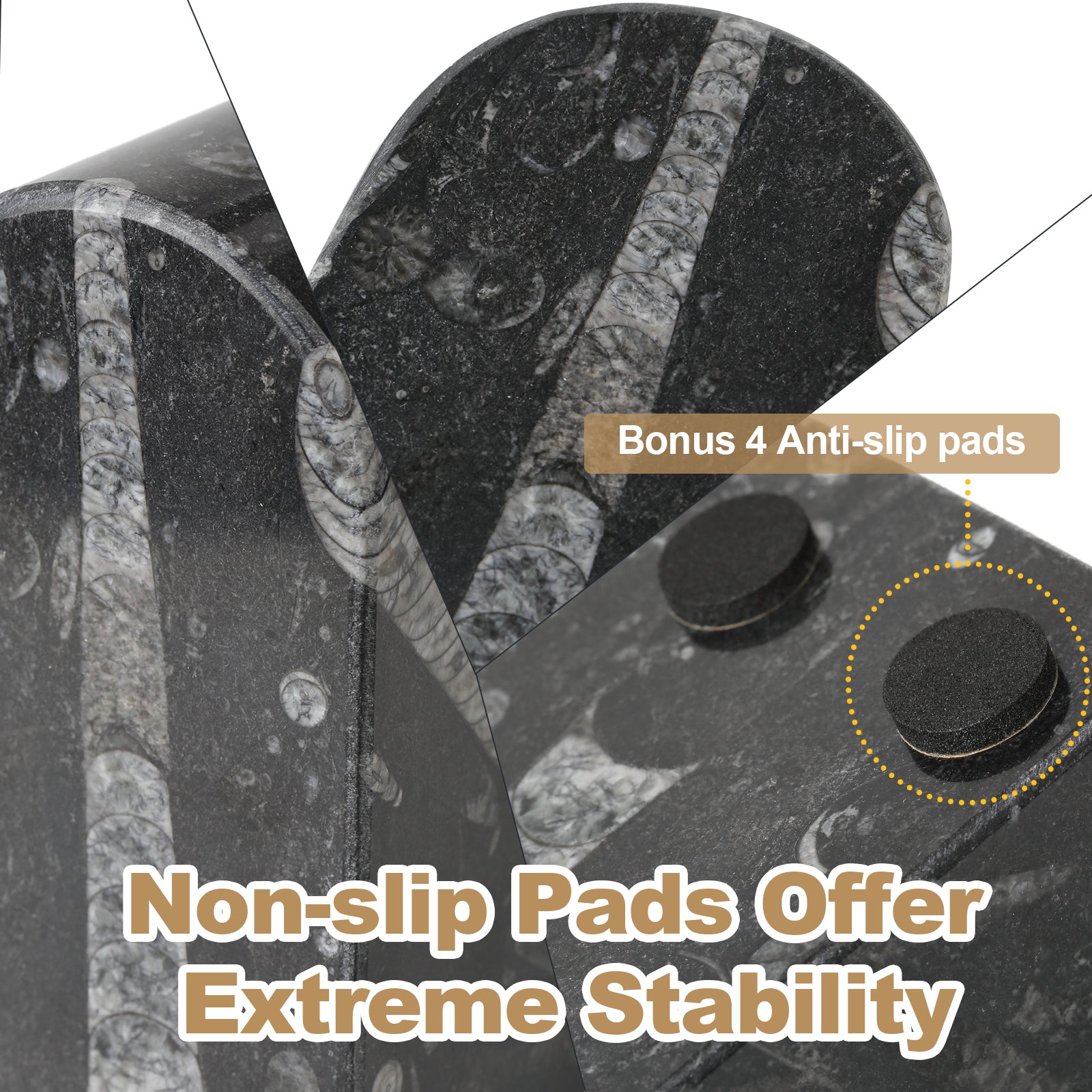 Triumphal Arch Bookends Medium - Granite (Black Fossil