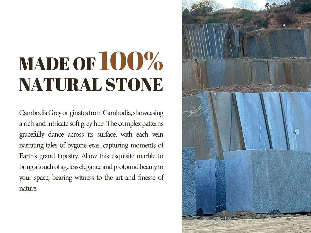 Rectangular Serving Tray - Marble (Cambodia Grey)