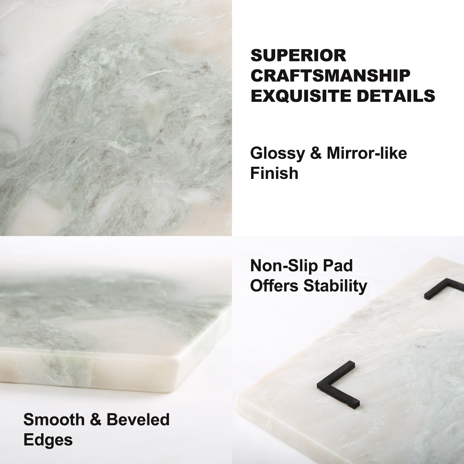 Koville Natural Marble 12" Rectangle Pastry Board-Bianco Palomino