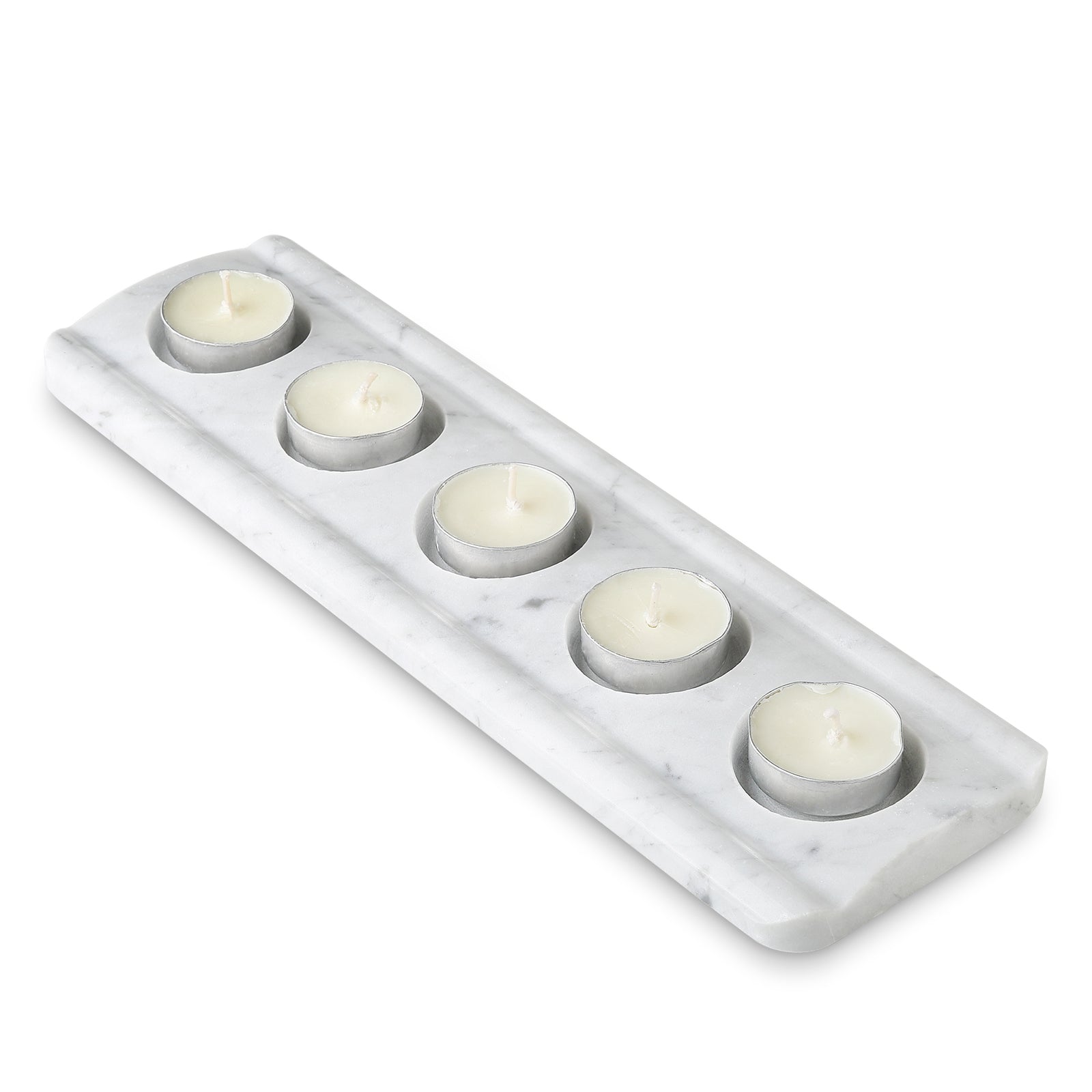 Koville 5 Holes Natural Marble Tea Light Candle Holder-Bianco Carrara