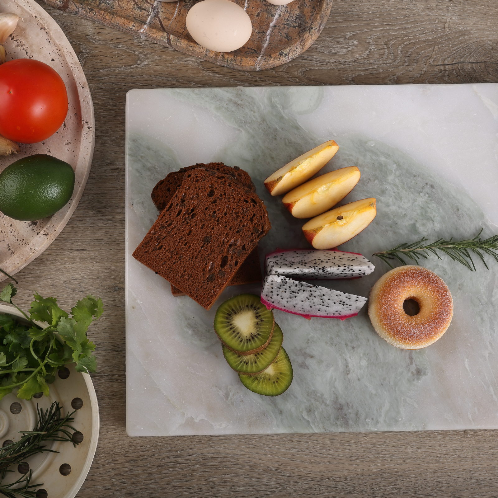 Koville Natural Marble 12" Rectangle Pastry Board-Bianco Palomino