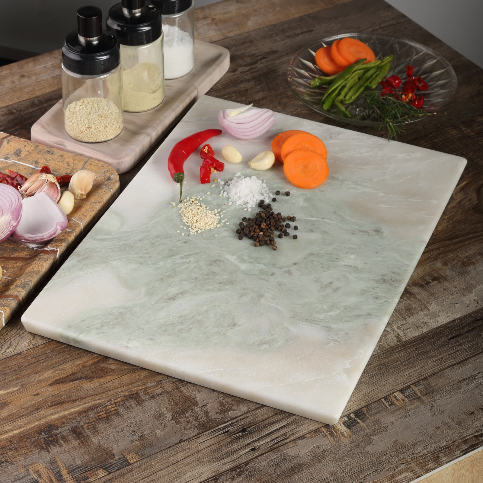 Koville Natural Marble 12" Rectangle Pastry Board-Bianco Palomino