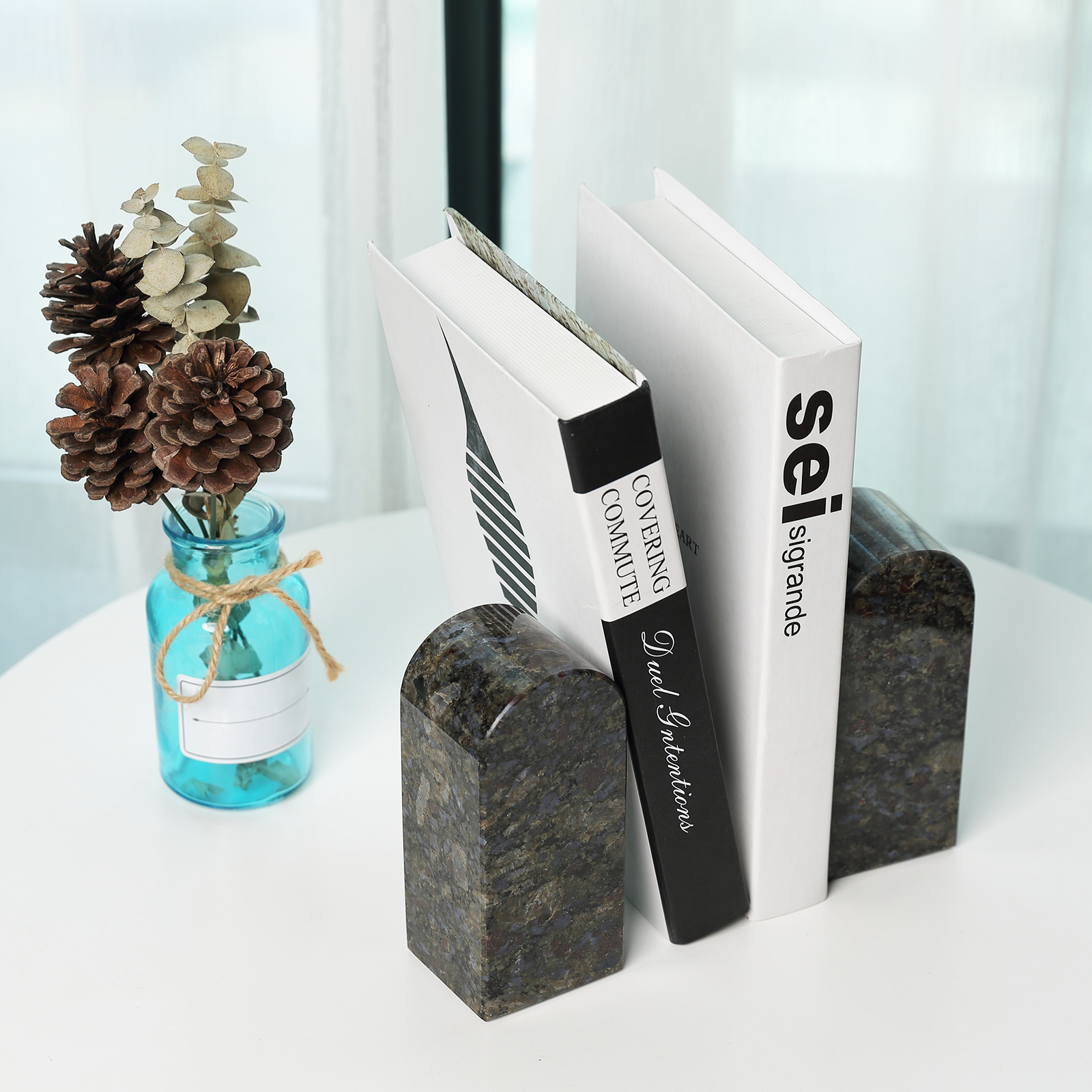 Triumphal Arch Bookends Medium - Granite (Butterfly Blue)