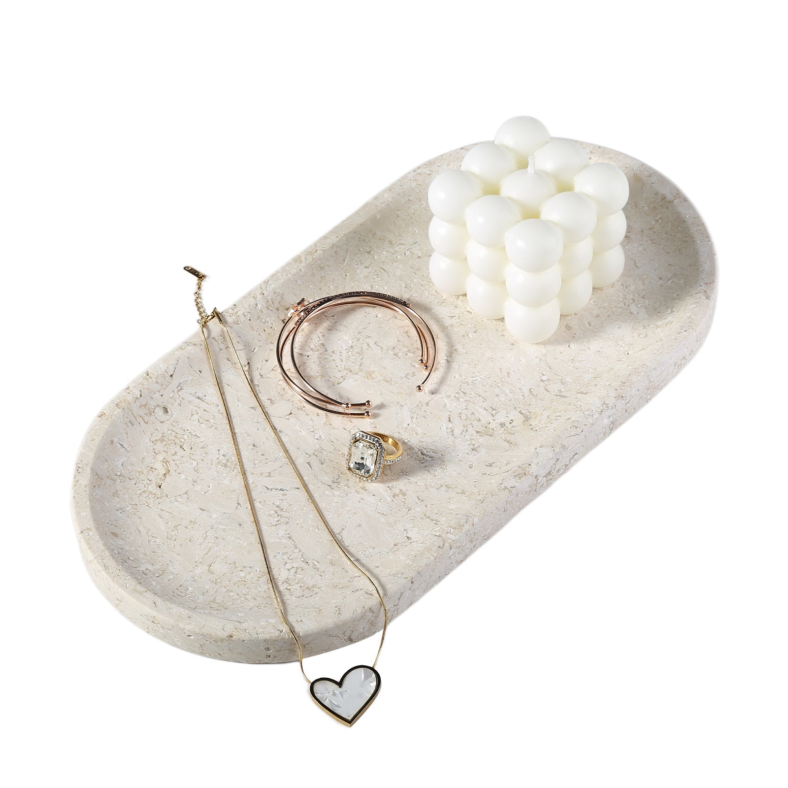 Koville gray oval tray in natural stone