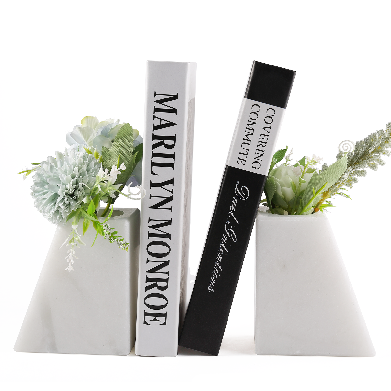 Trapezoid Vase Bookends - Marble (Namib Fantasy)