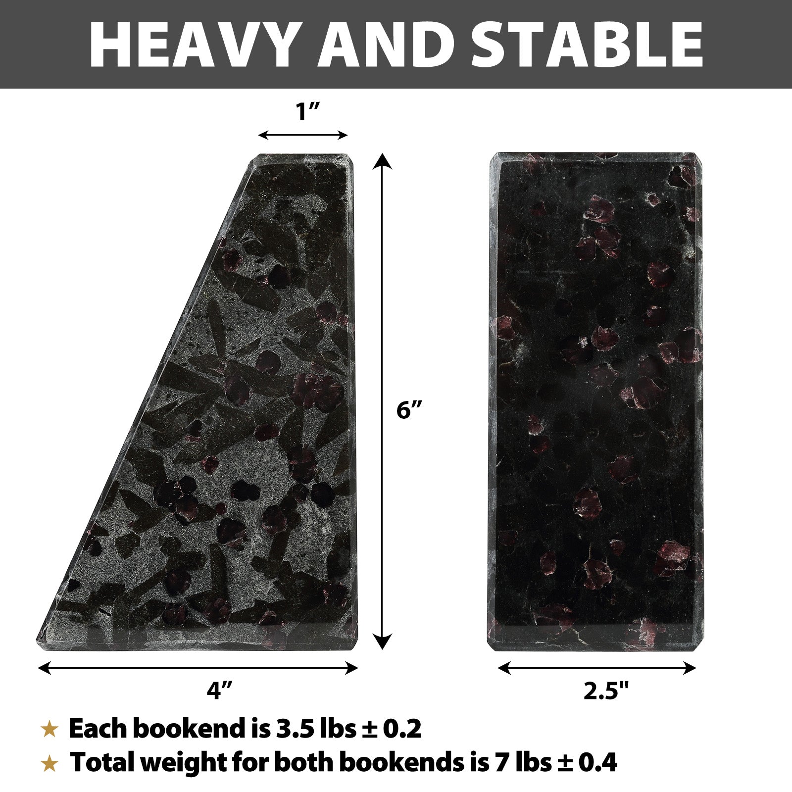 Trapezoid Bookends - Granite (Meteorus)