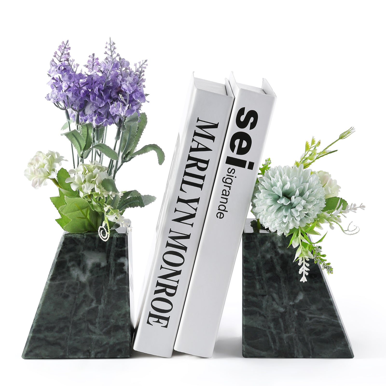 Trapezoid Vase Bookends - Marble (Indian Green)