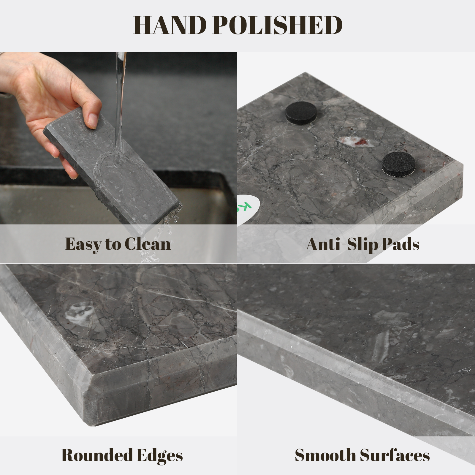 Rectangular Serving Tray - Marble (Cambodia Grey)