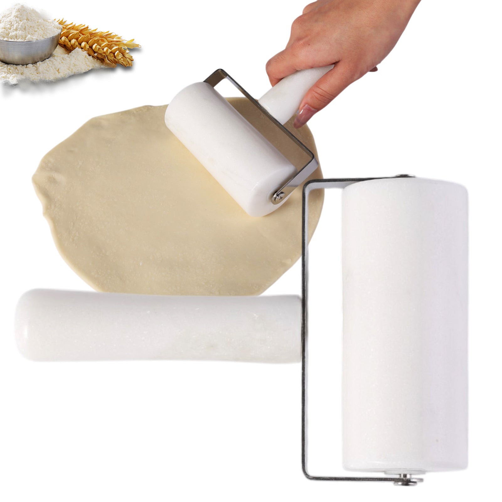 Koville Natural Marble Rolling Pin Pizza Roller-Namib Fantasy