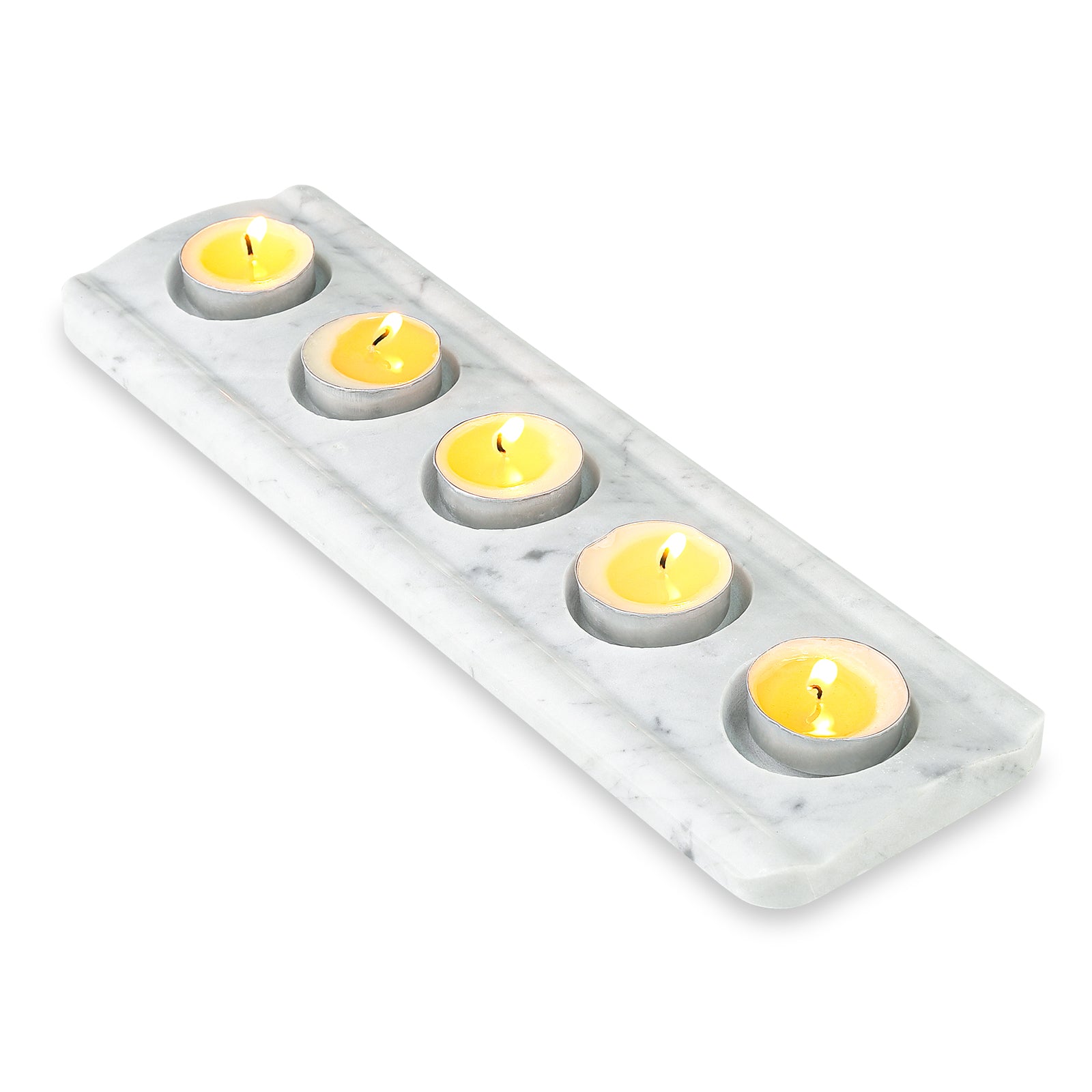 Koville 5 Holes Natural Marble Tea Light Candle Holder-Bianco Carrara