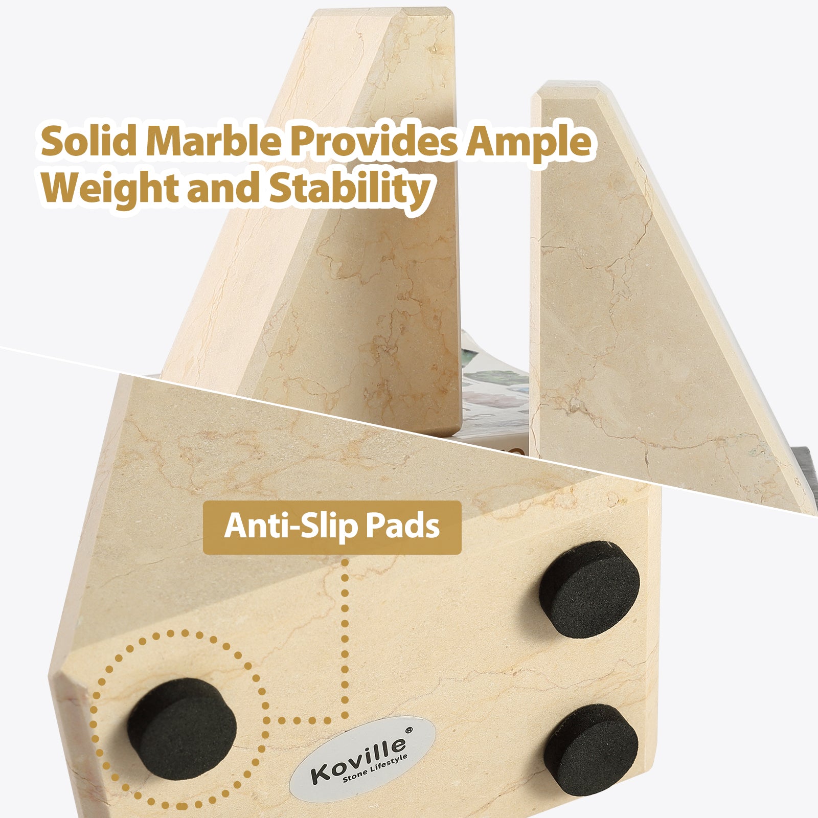 Trapezoid Bookends - Marble (Sunny Golden)