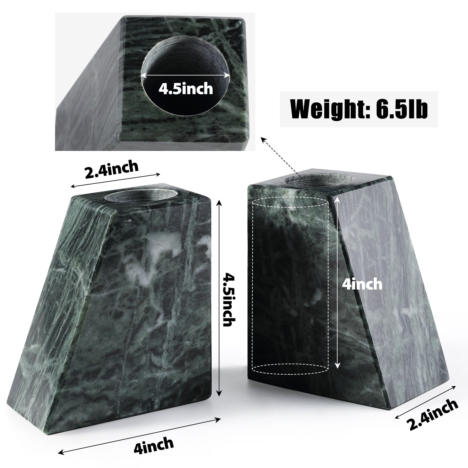 Trapezoid Vase Bookends - Marble (Indian Green)