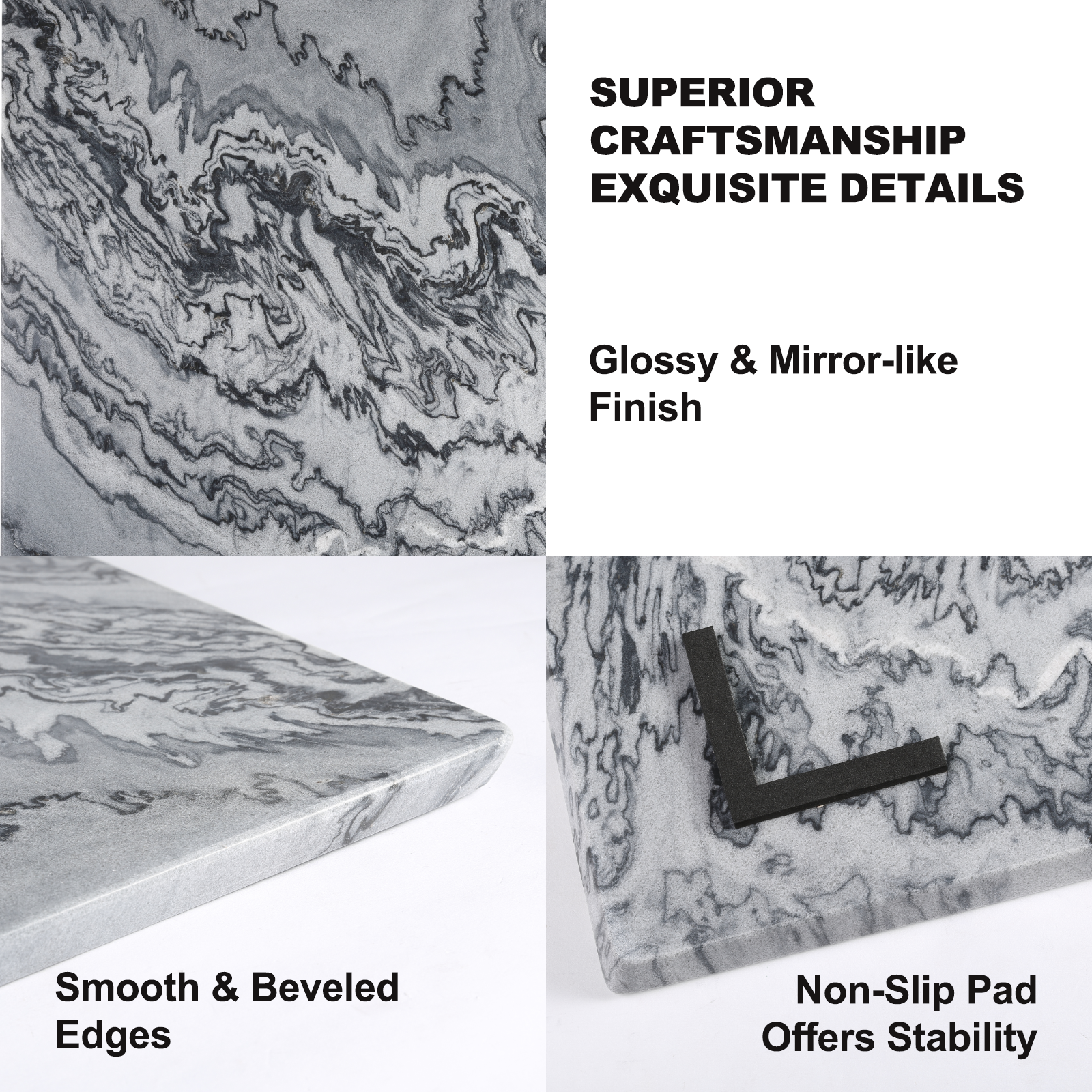 Koville Natural Marble Rectangle Pastry Board-Monte Grigio