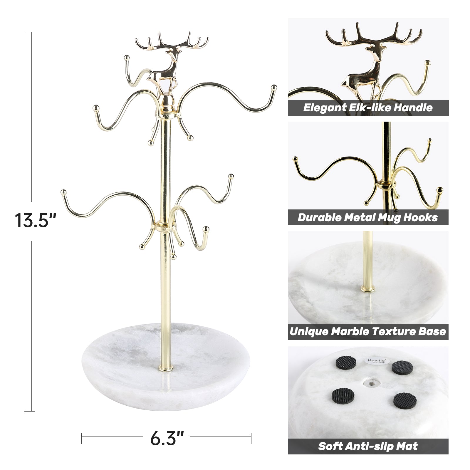 Koville Natural White Marble Base Mug Holder-Namib Fantasy