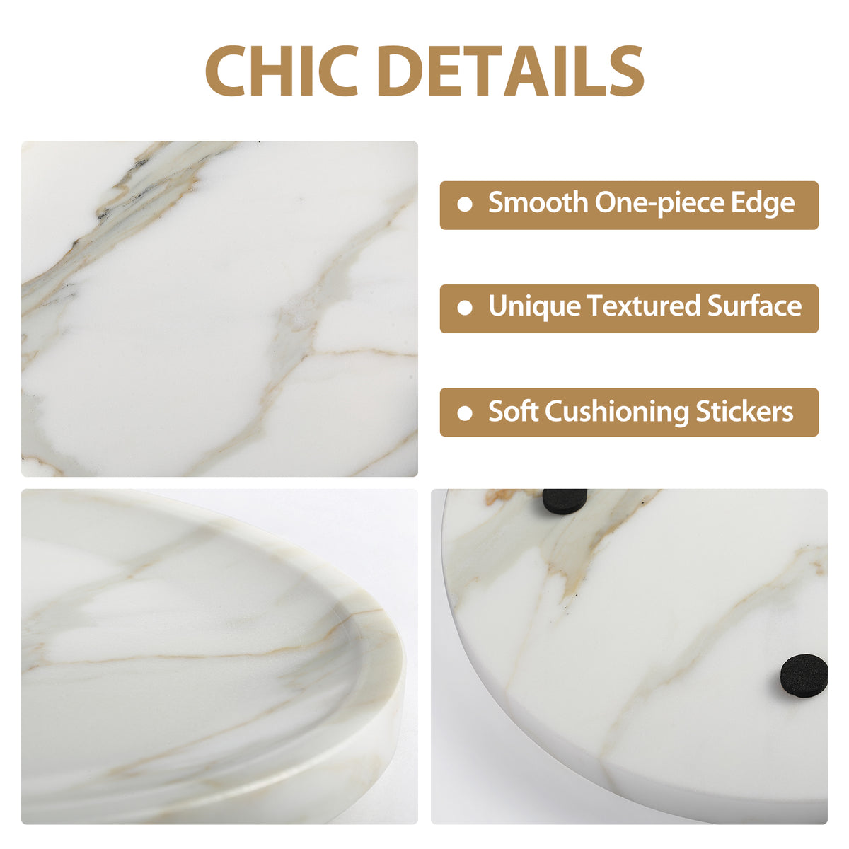 Round Serving Tray - Marble (Statuario)