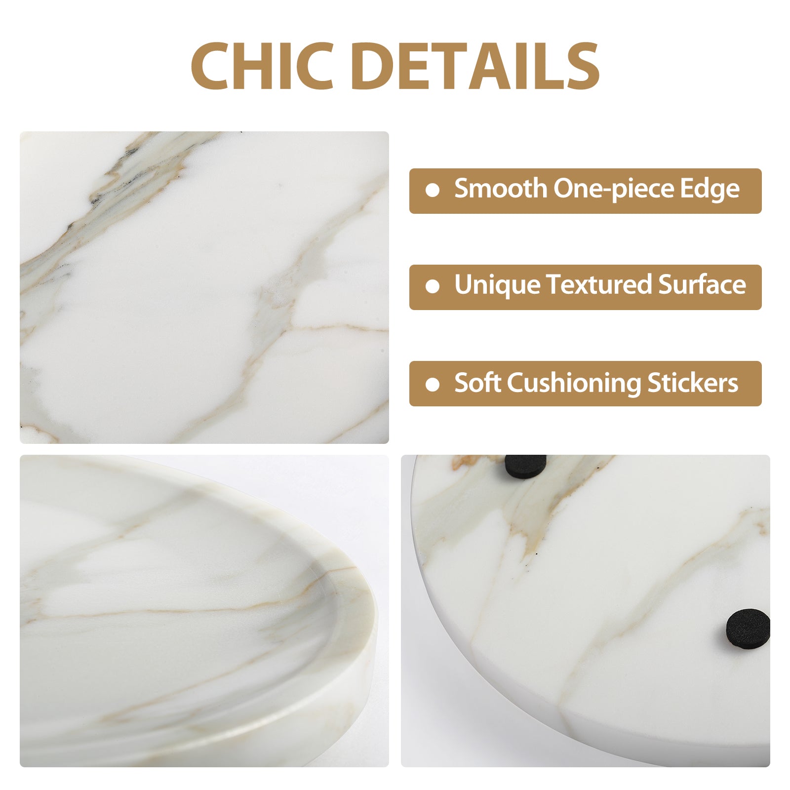 Round Serving Tray - Marble (Statuario)