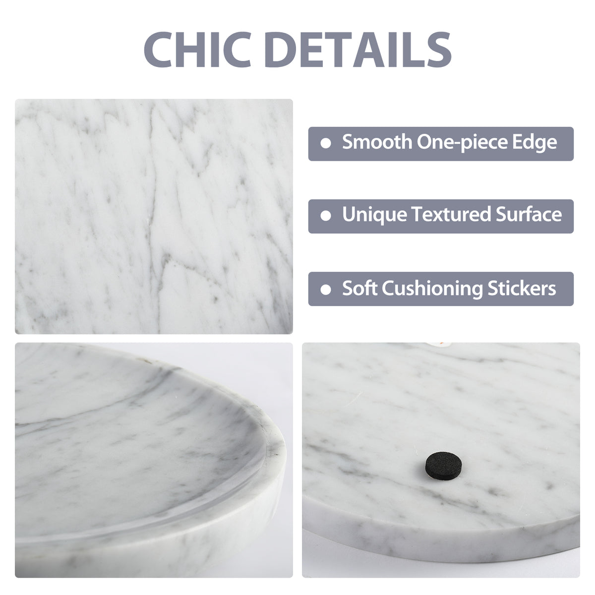 Round Serving Tray - Marble (Arabescato)