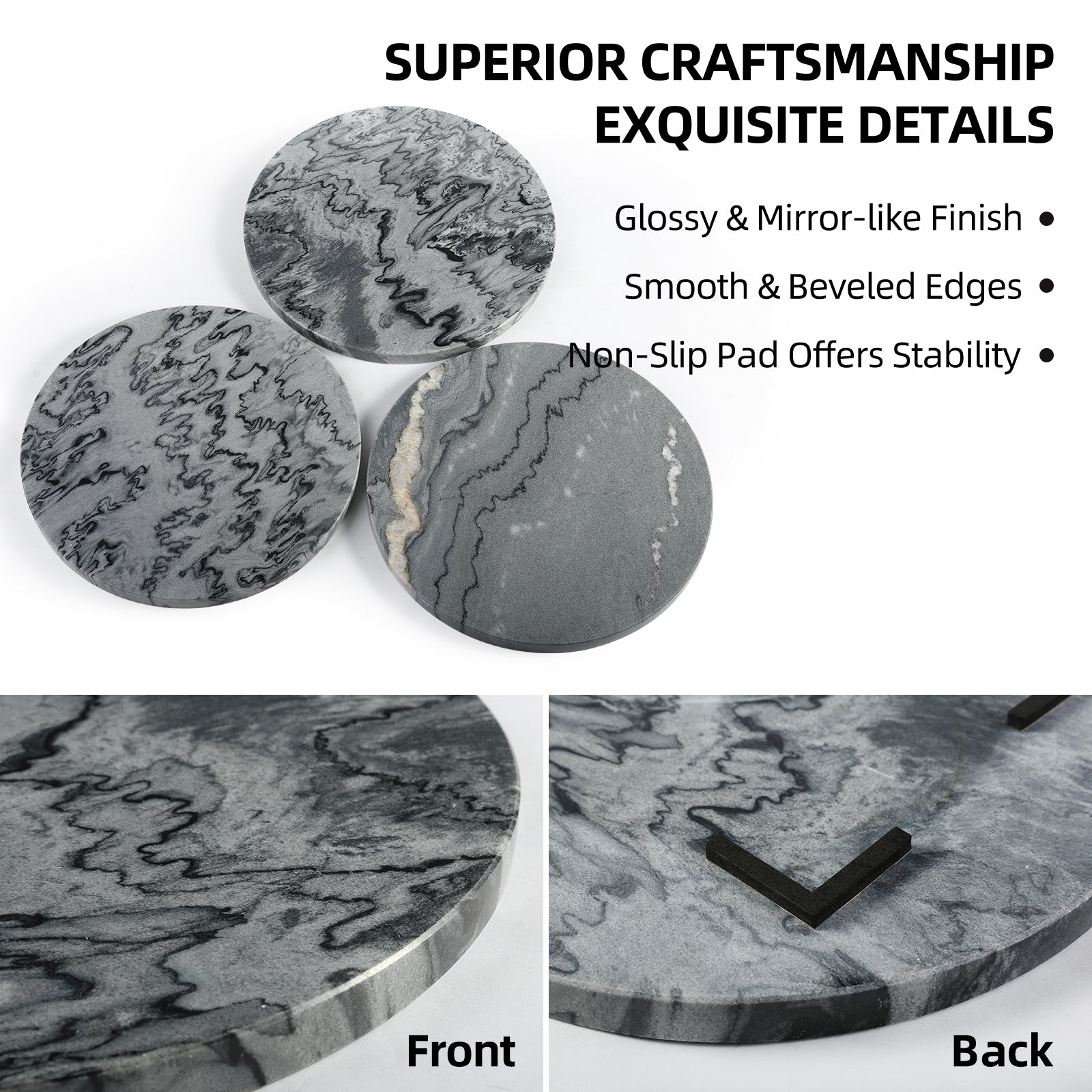 Round Pastry Board - Marble (Monte Grigio)