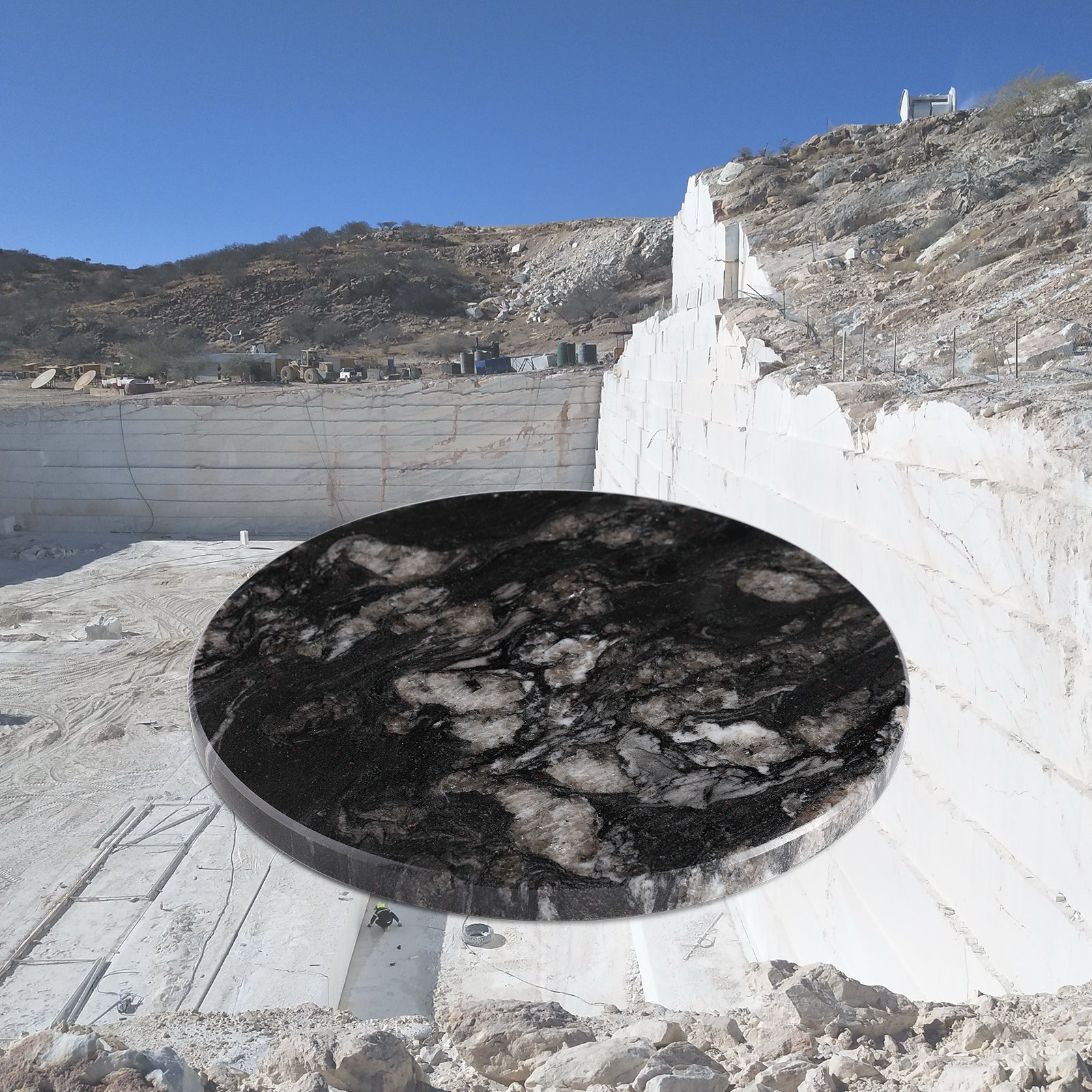 Round Pastry Board - Granite (Ocean Fantasy)