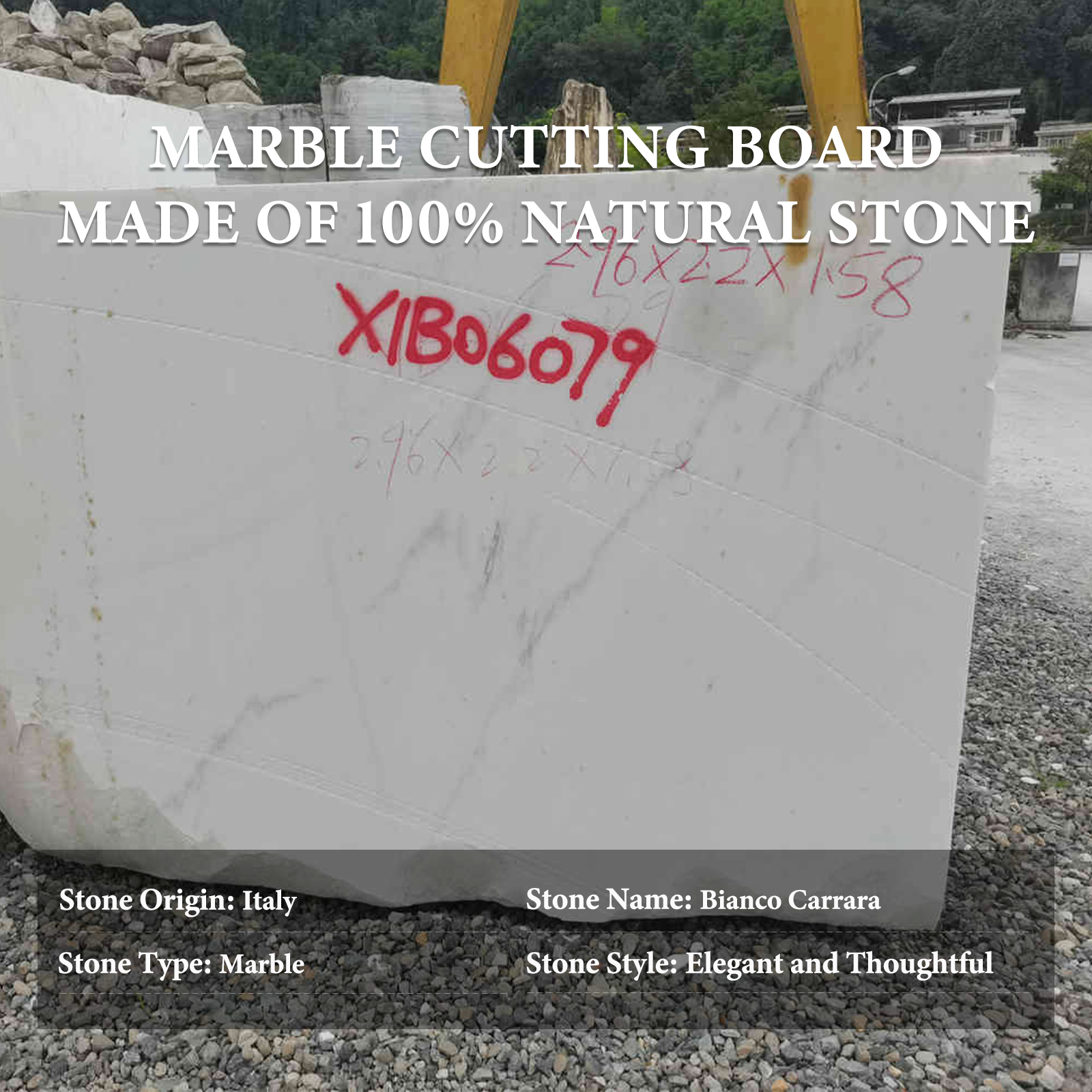 Koville Natural Marble Rectangle Pastry Board-Bianco Carrara