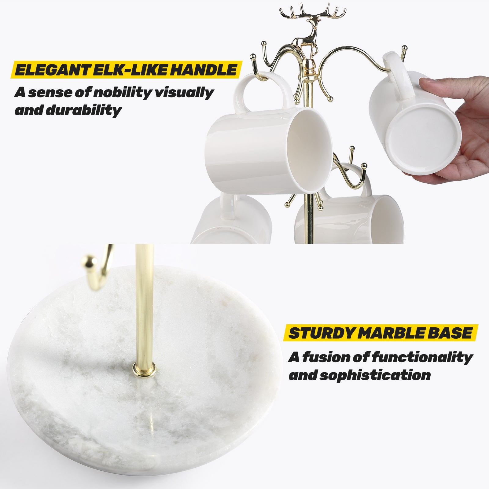 Koville Natural White Marble Base Mug Holder-Namib Fantasy