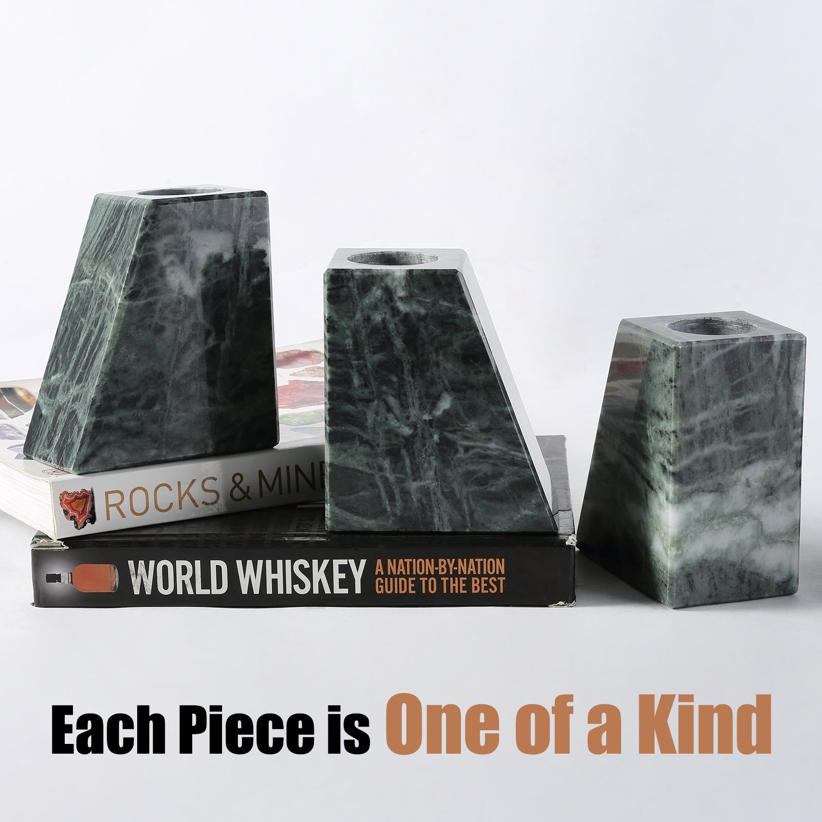 Trapezoid Vase Bookends - Marble (Indian Green)