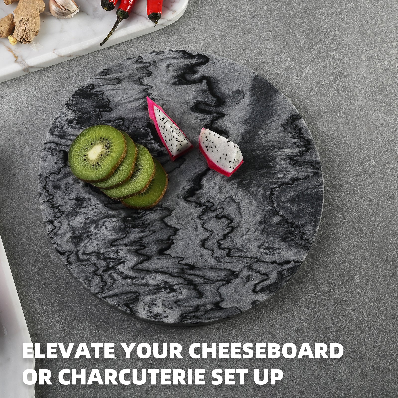 Round Pastry Board - Marble (Monte Grigio)