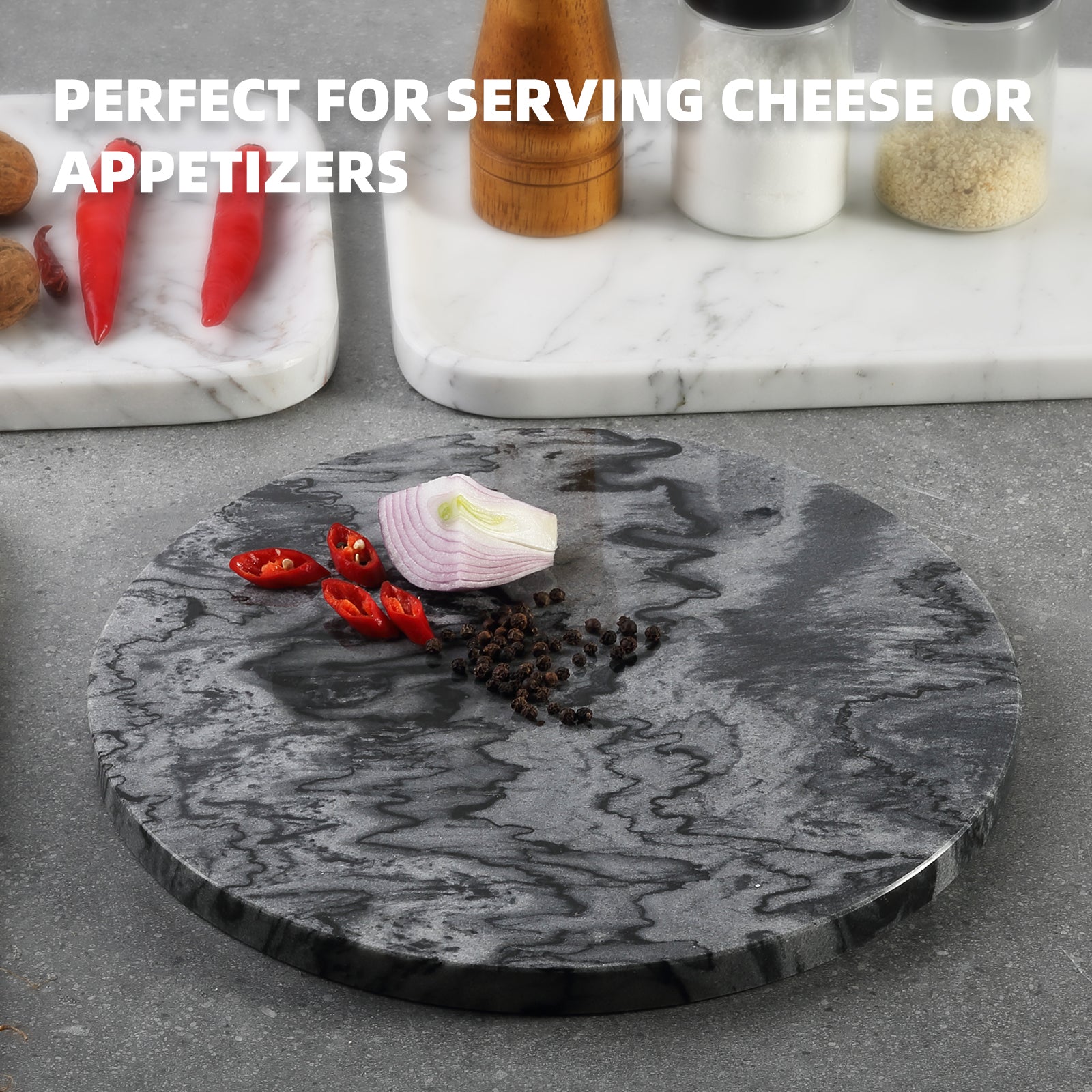 Round Pastry Board - Marble (Monte Grigio)