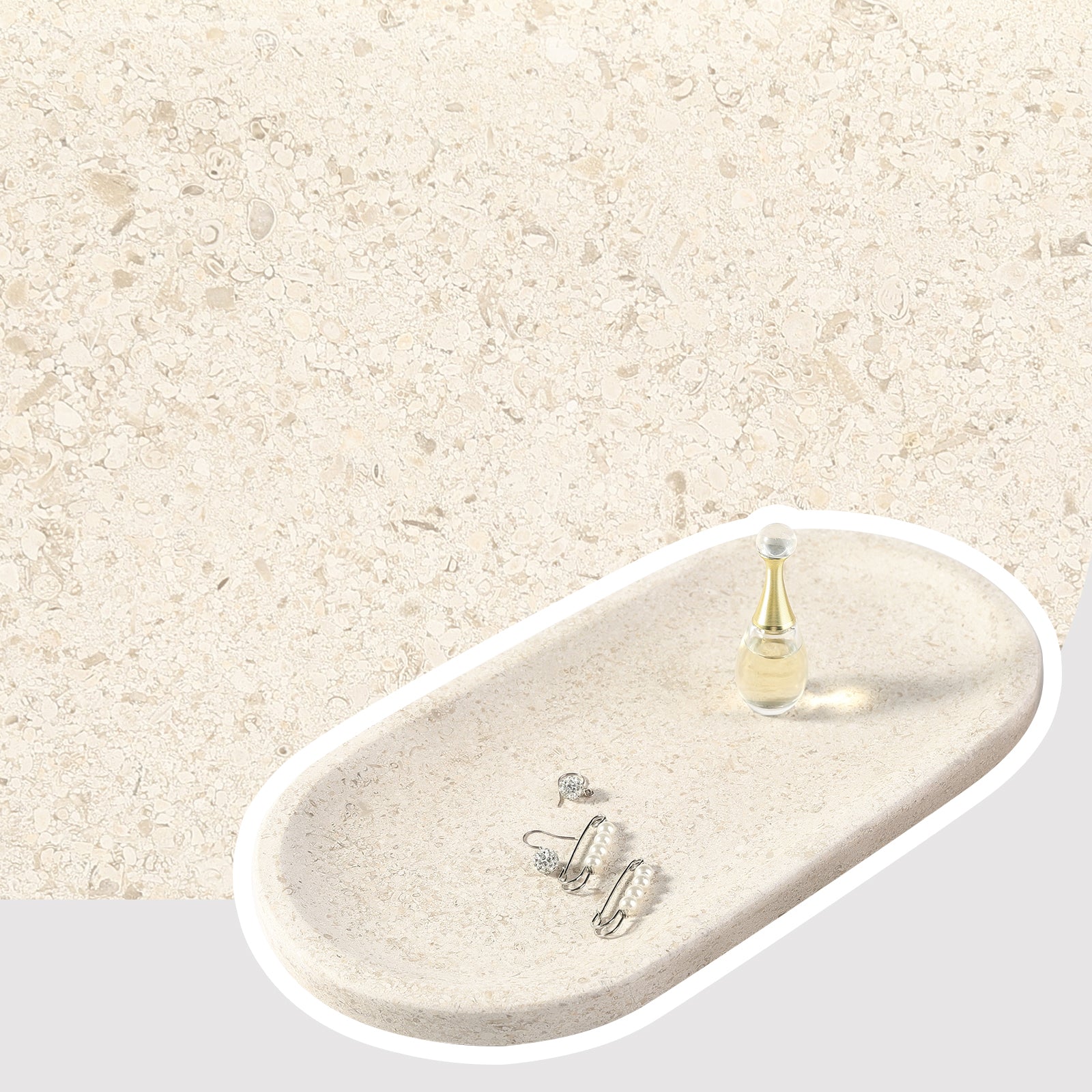 Race Track Tray - Moca Cream Media (Marble)