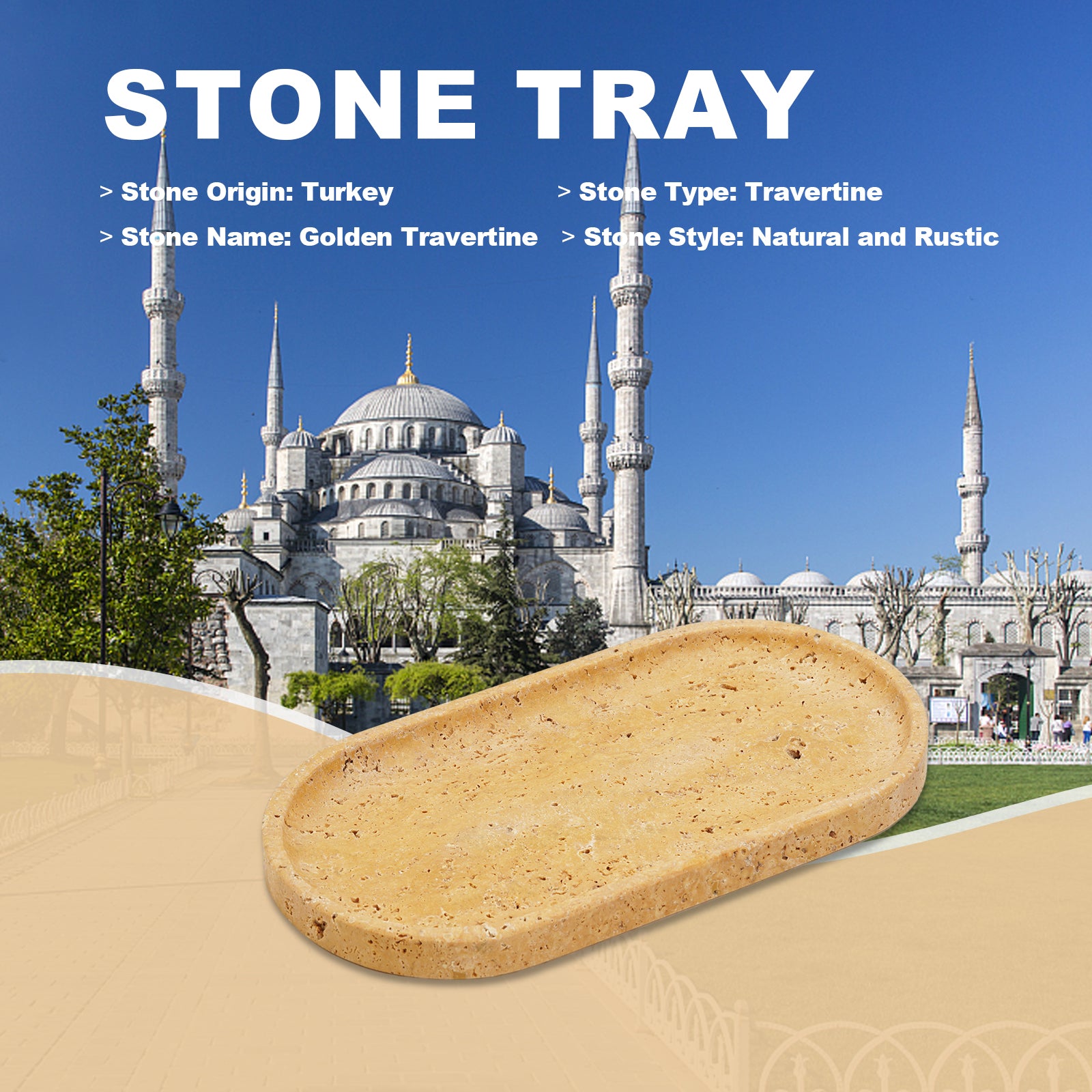 Race Track Tray - Golden (Travertine)