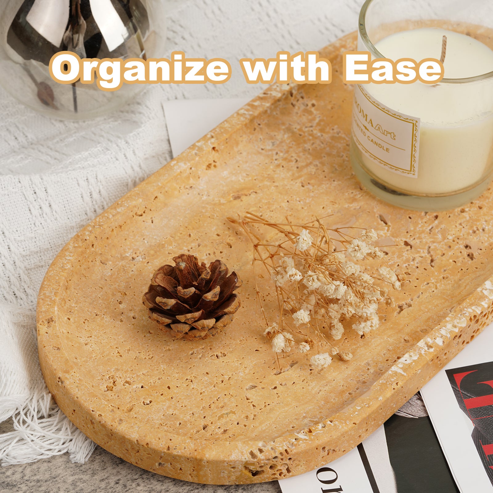 Race Track Tray - Golden (Travertine)