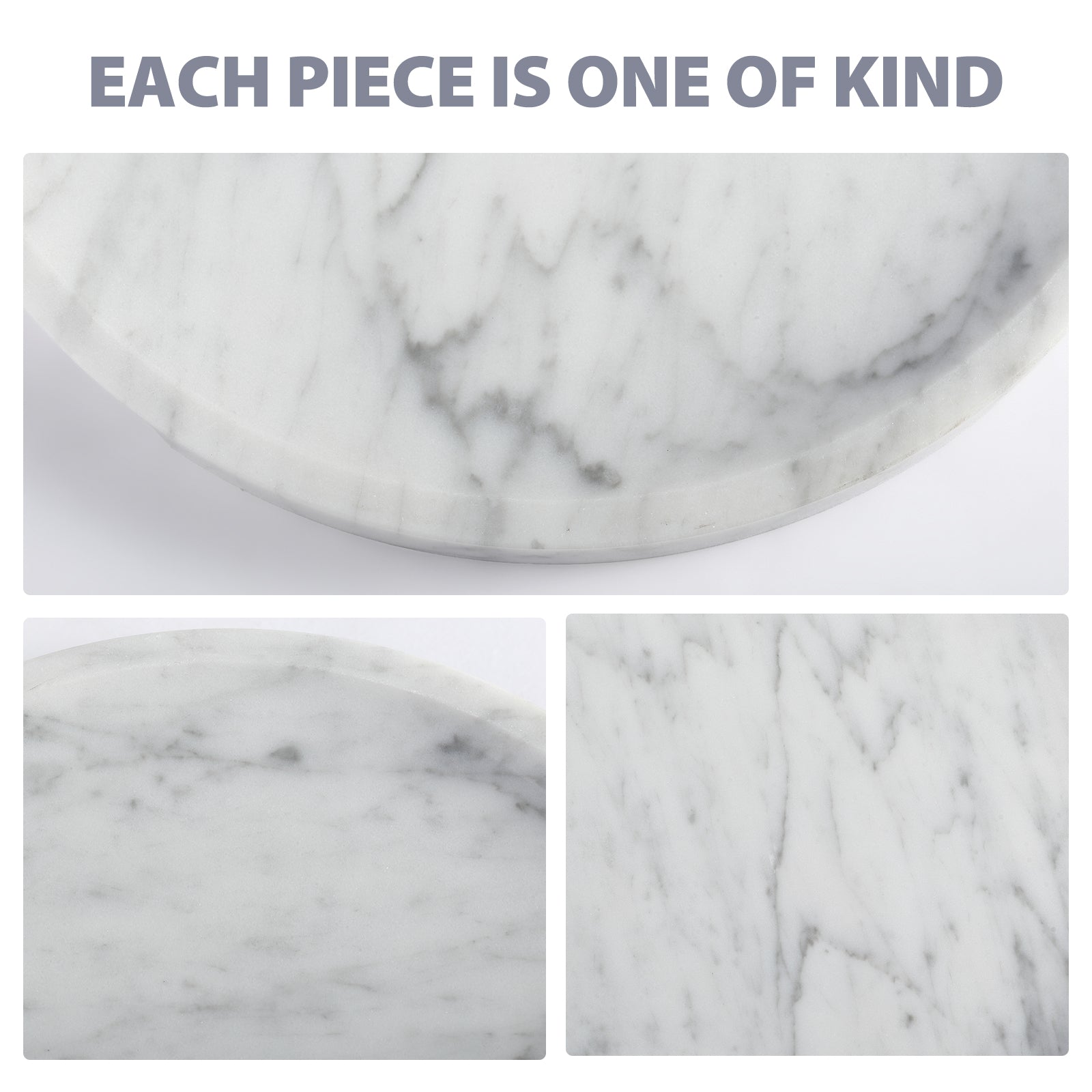 Round Serving Tray - Marble (Arabescato)