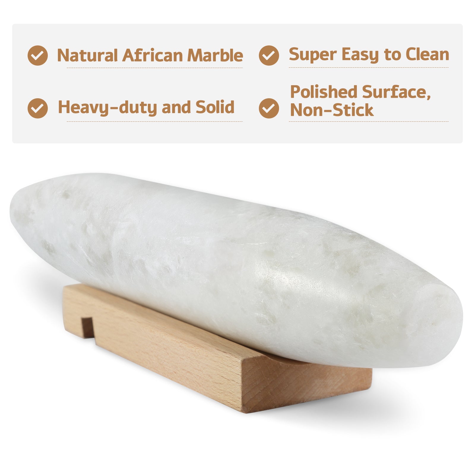 Koville Natural Marble Rolling Pin, 12 inch-Namib Fantasy