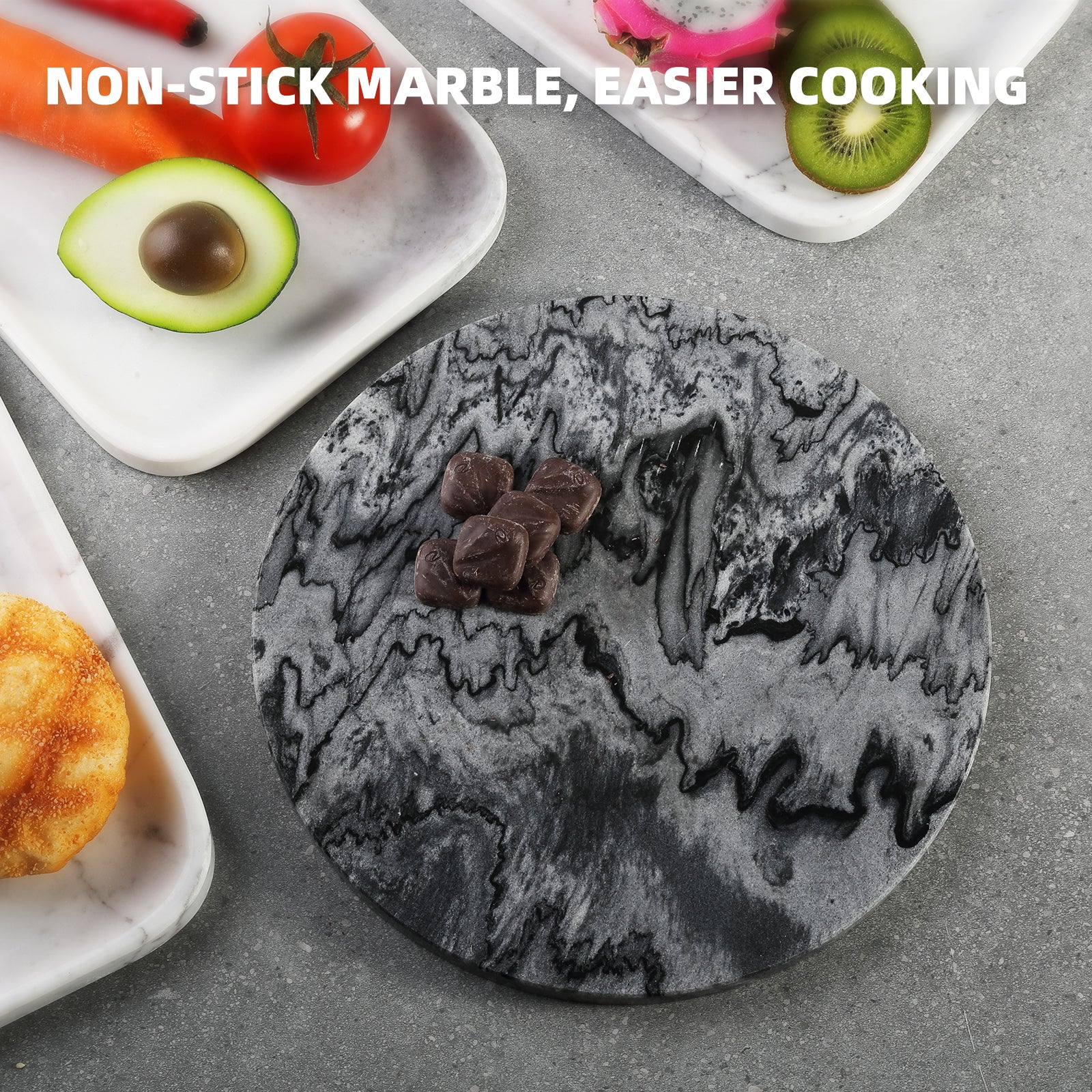 Round Pastry Board - Marble (Monte Grigio)