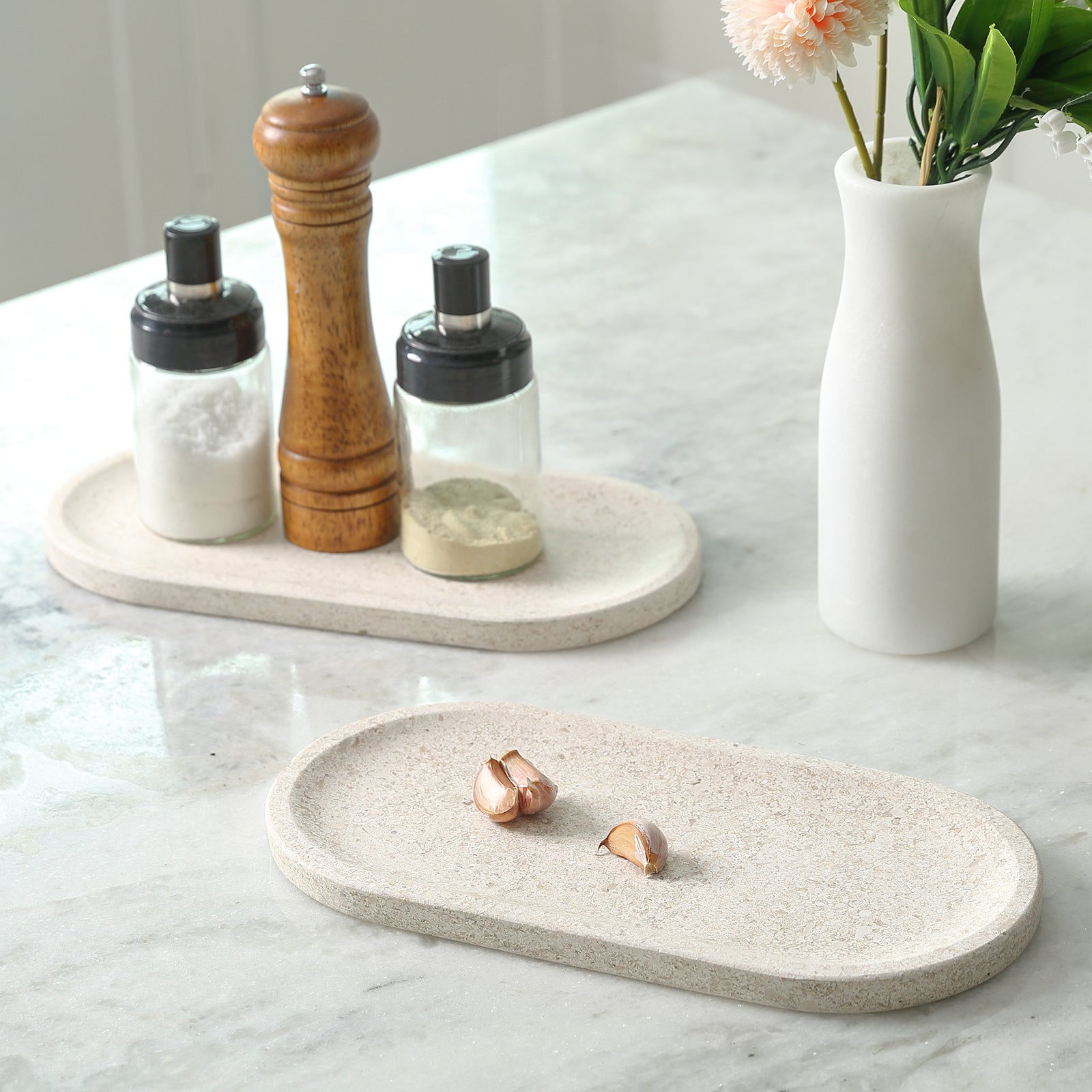 Race Track Tray - Moca Cream Media (Marble)
