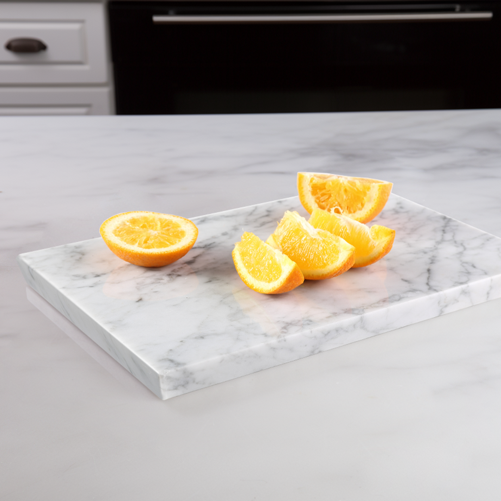 Koville Natural Marble Rectangle Pastry Board-Bianco Carrara