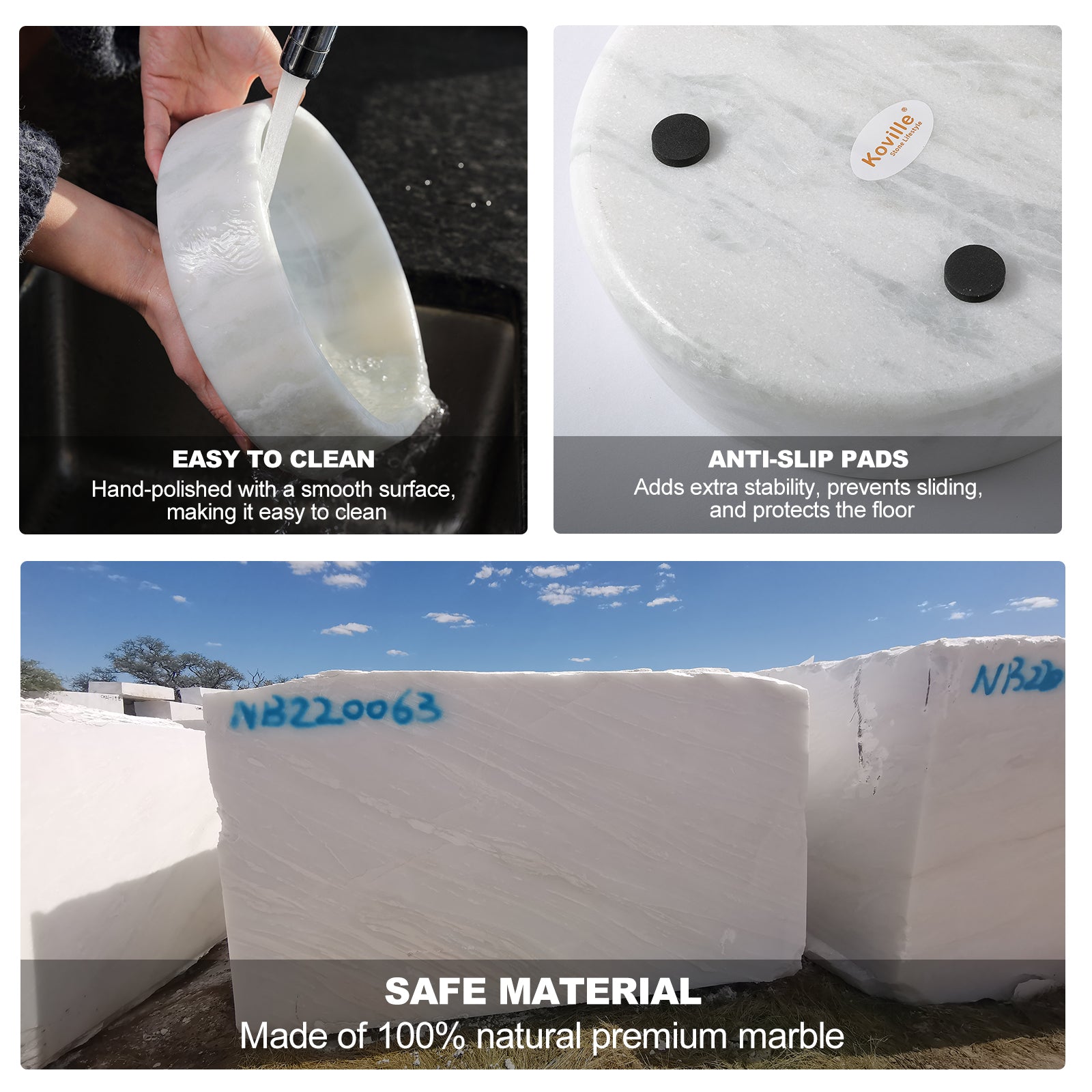 Koville Natural Marble Pet Bowl,9.36 inch-Namib Fantasy