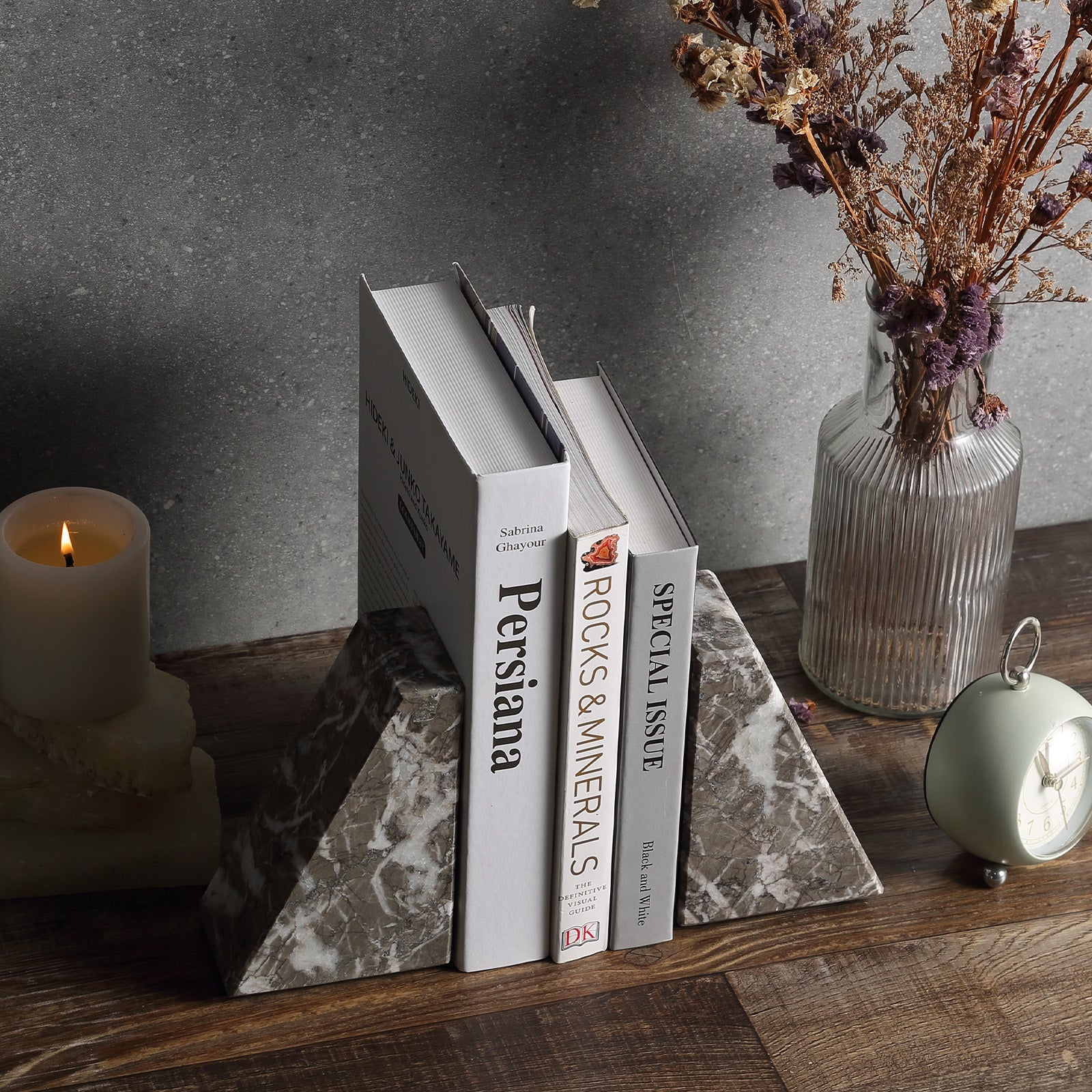 Trapezoid Bookend - Marble (Gris Lido)
