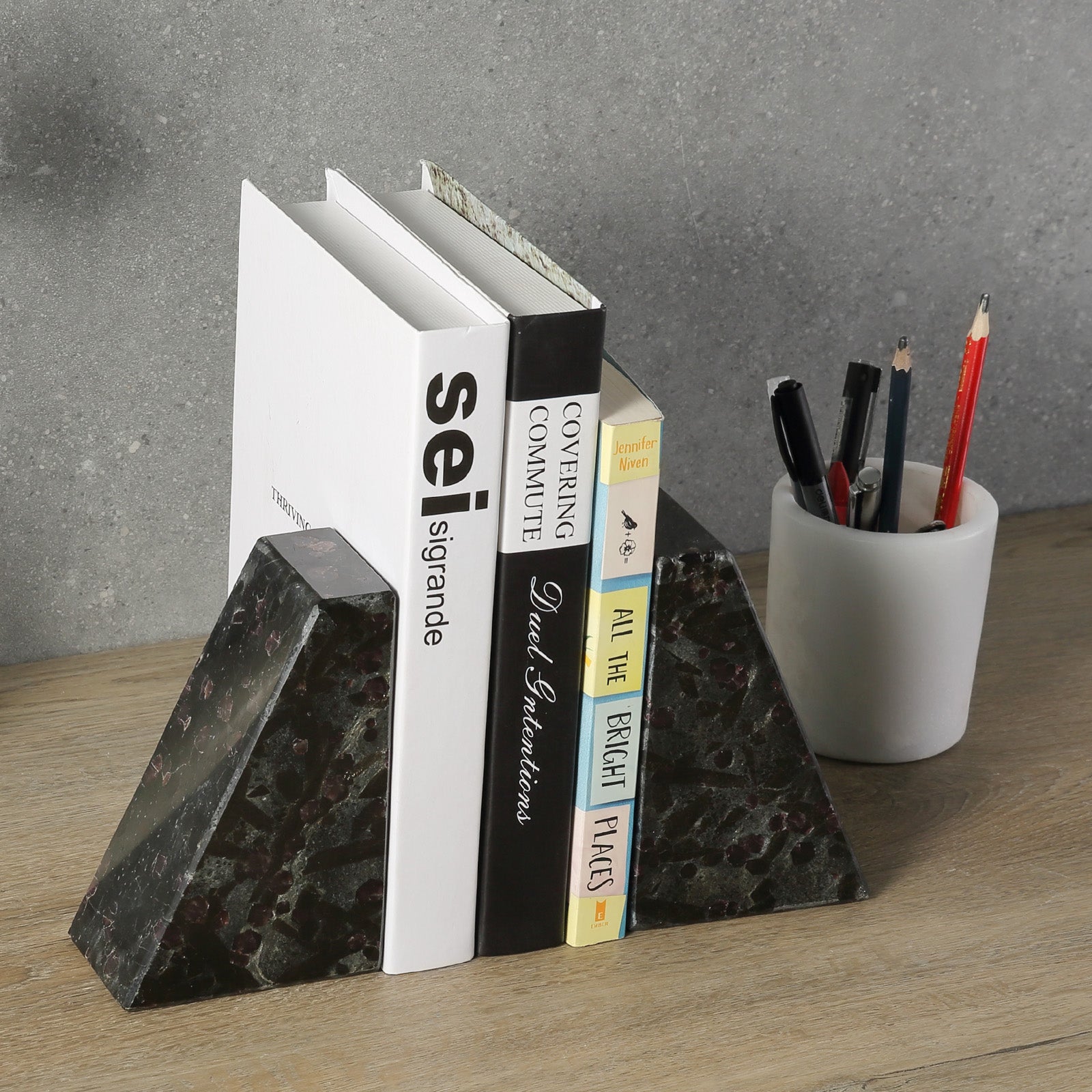 Trapezoid Bookends - Granite (Meteorus)
