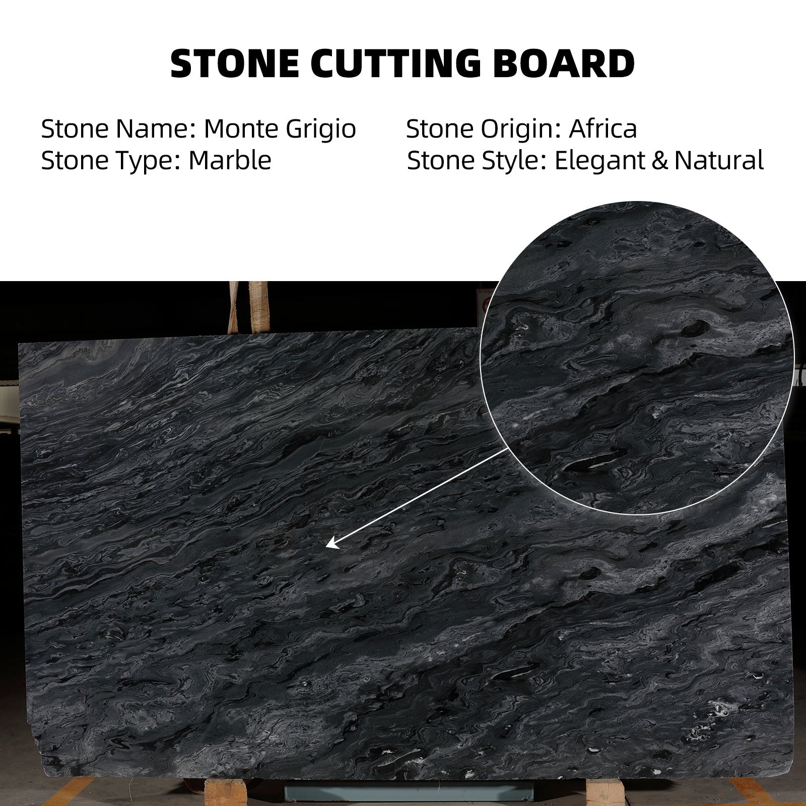 Round Pastry Board - Marble (Monte Grigio)