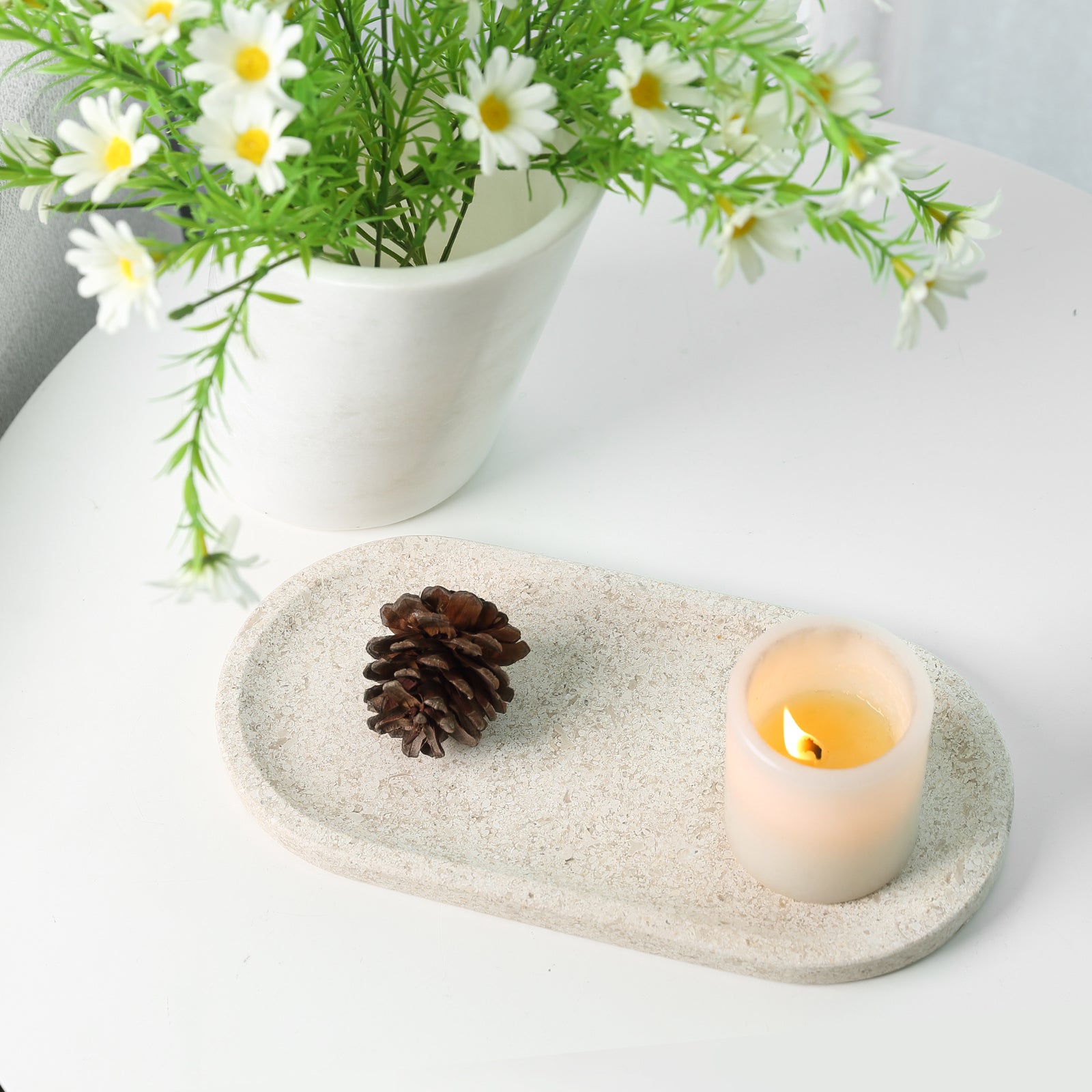 Race Track Tray - Moca Cream Media (Marble)