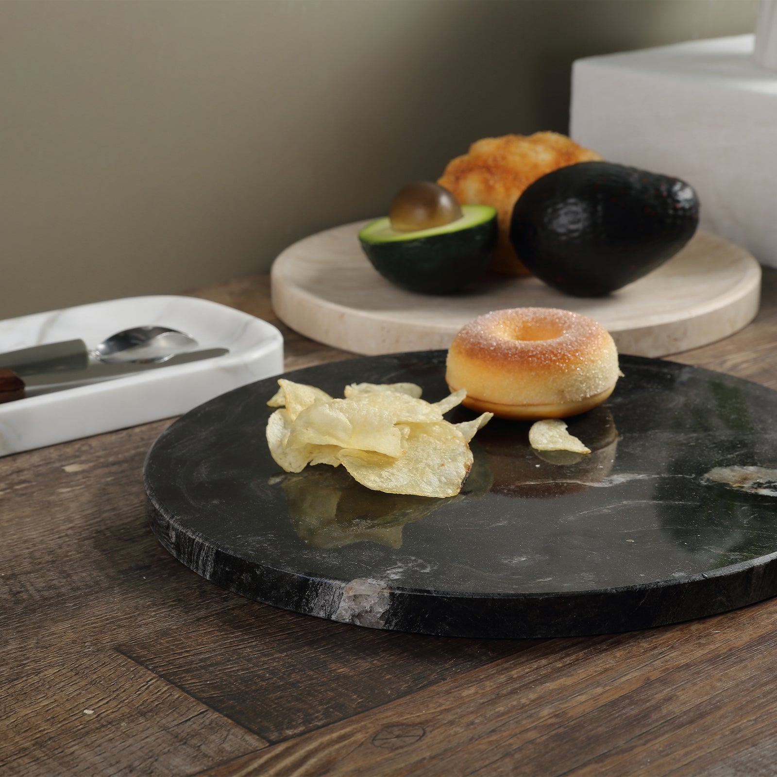 Round Pastry Board - Granite (Ocean Fantasy)