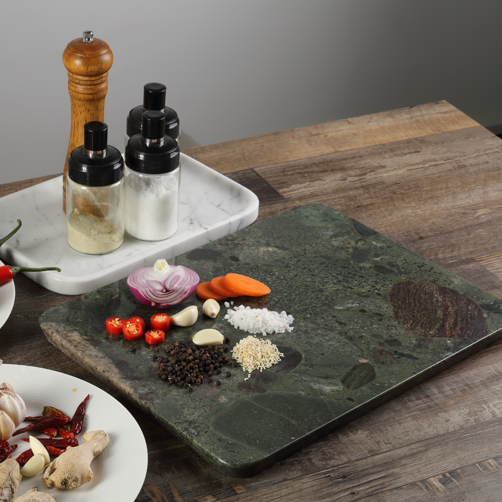 Koville Natural Granite Rectangle Pastry Board-Twister Green