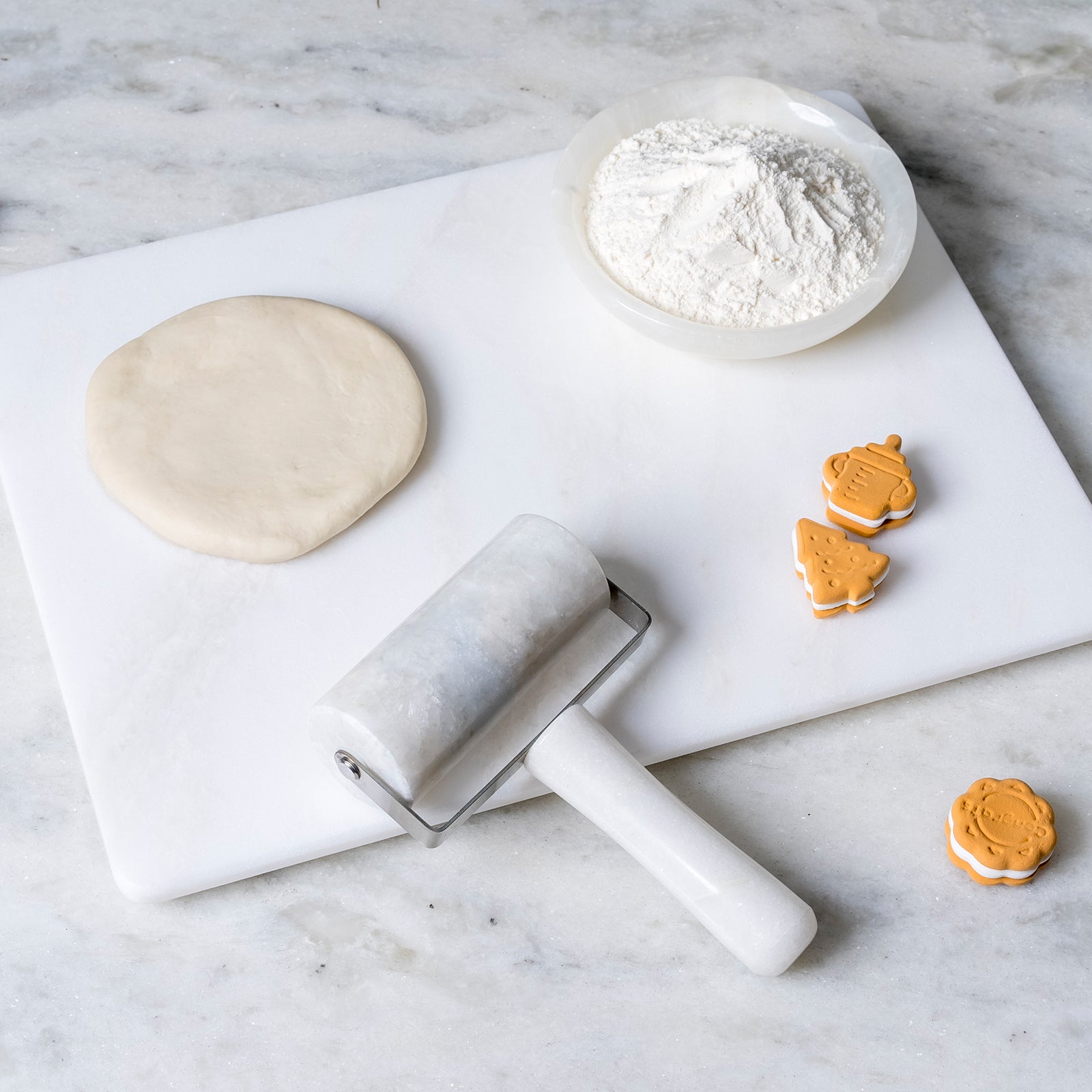 Koville Natural Marble Rolling Pin Pizza Roller-Namib Fantasy