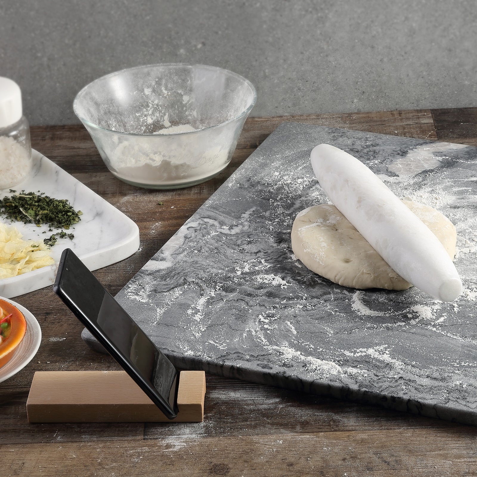 Koville Natural Marble Rolling Pin, 12 inch-Namib Fantasy