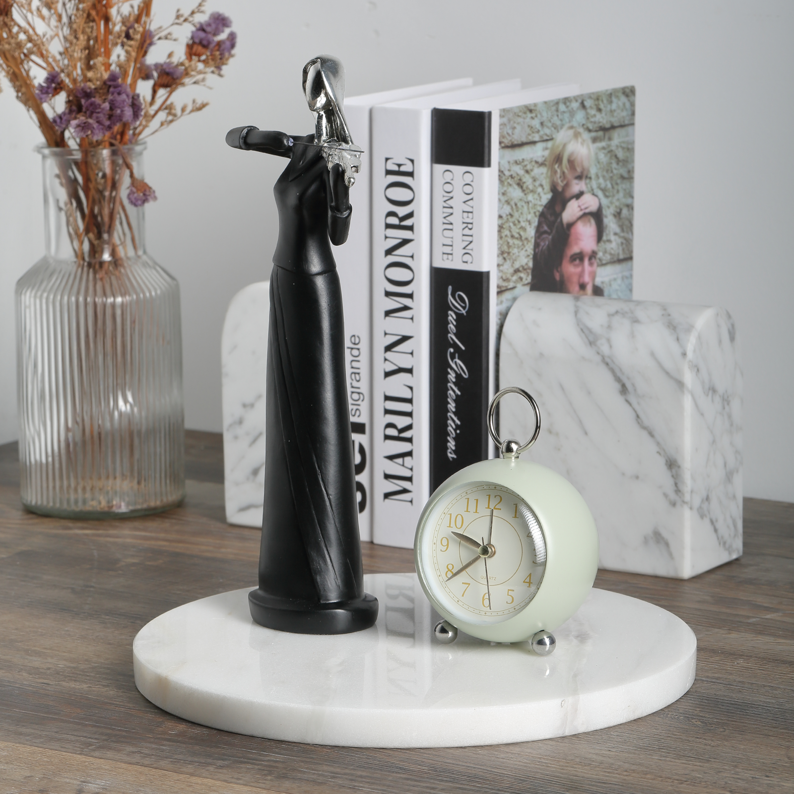 Koville Natural Marble Round Pastry Board-Namib Bianco