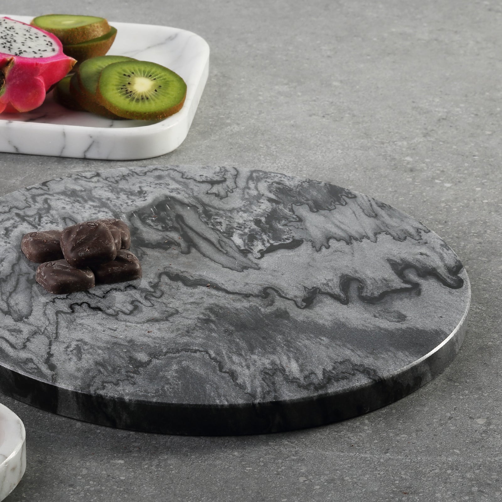 Round Pastry Board - Marble (Monte Grigio)