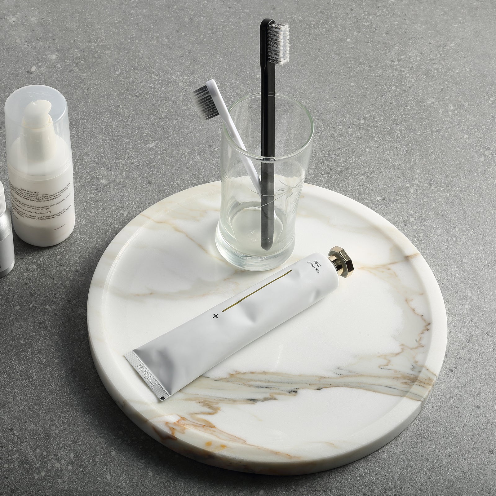 Round Serving Tray - Marble (Statuario)