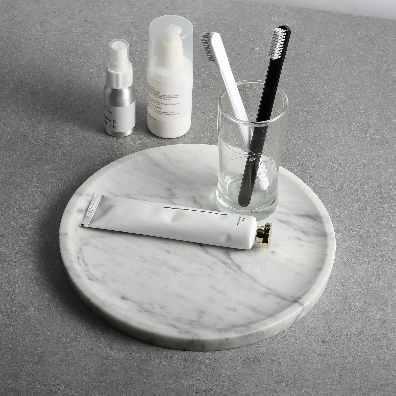 Round Serving Tray - Marble (Arabescato)